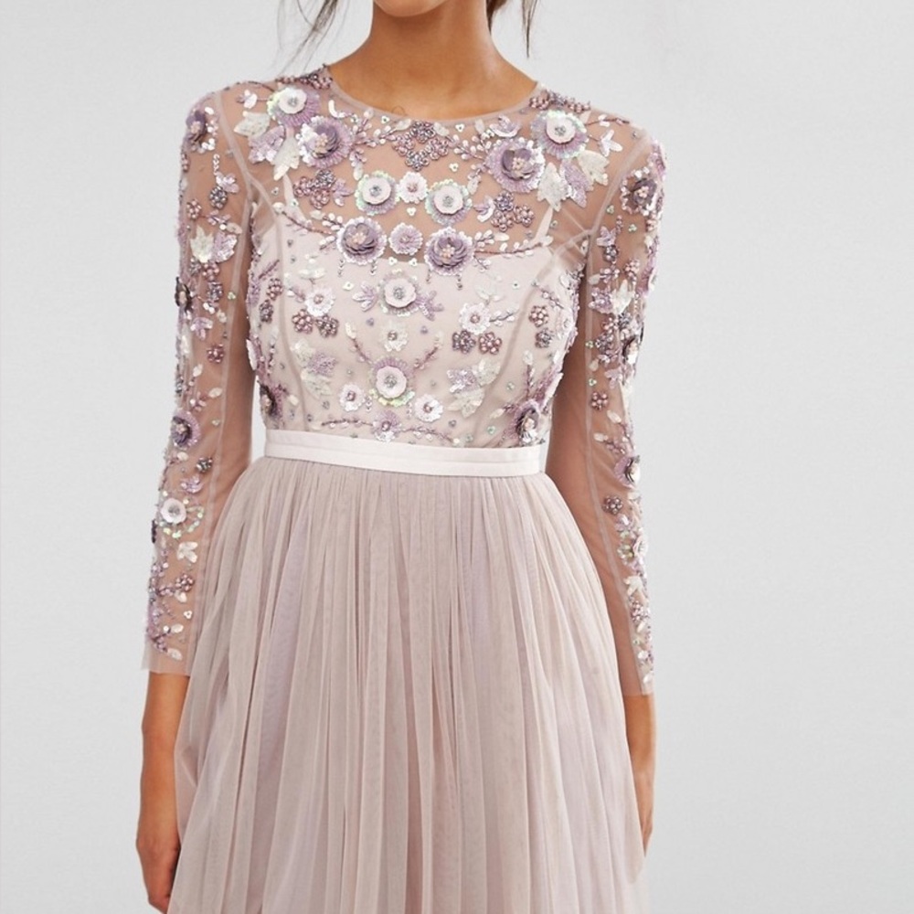 Needle & Thread ballerina gown tulle 3D flowers beaded sequins dress chiffon